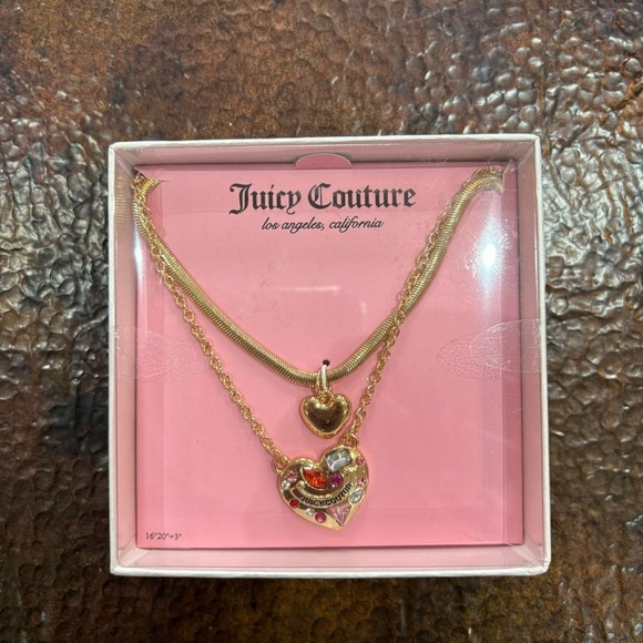 Juicy Couture Jewelry - Juicy Couture Gold and Red Heart Necklace Set